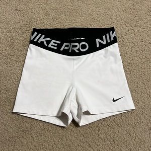 Women’s White Nike Pro 3inch shorts